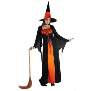 Ptit Clown Déguisement de Sorcière Orange Femme - Robe en Polyester - Halloween - Adulte