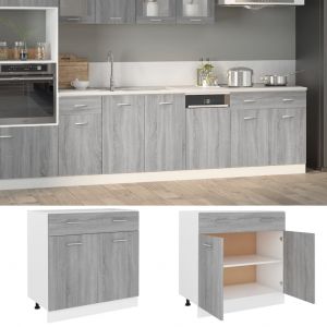 Image de VidaXL Armoire de plancher à tiroir Sonoma gris 80x46x81,5 cm