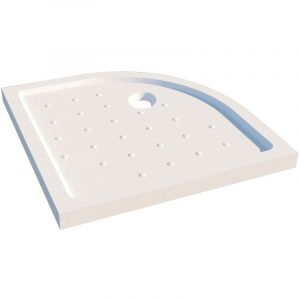 Receveur MERI - Picots Antid&eacute;rapants - 1/4 cercle - 90x6,5cm - Gr&egrave;s - Blanc