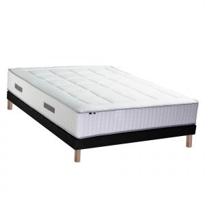 Ensemble matelas Ressorts 7 zones H30cm + sommier PALACIO 2 FABRICATION FRANCAISE 140 x 190 cm, Sommier - Noir
