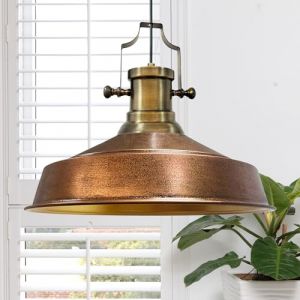 Suspension Industrielle en Métal Cuivré Peint à la Main – Lustre Vintage E27 Ø41 cm pour Salon