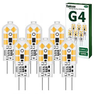 Ampoules G4 Led 6-Pack 1.2W Equivalent 10W 20W Halogène Lampe AC-DC 12V Ampoule Blanc Chaud 3000K 120lm 12.1 x 36.4mm Non Dimmab