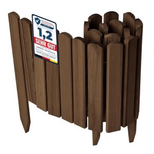 Garronda clôture de Jardin en Bois Bordure Jardin Cloture Jardin Exterieur, Palissade Bordurette Longueur: 100 cm GD-0148 (Brun Foncé, Hauteur : 30