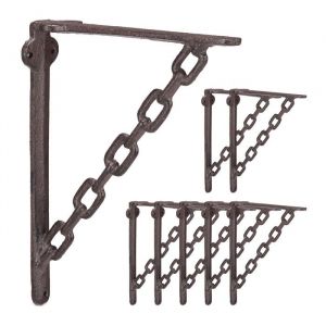 Relaxdays Querre d'étagère en fonte, set de 8, motif de chaîne style antique, support mural pour étagère, brun rouillé