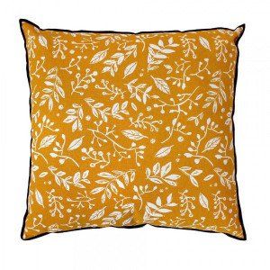 Coussin coton (40 cm) Lily Jaune moutarde