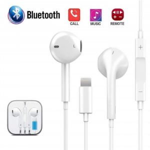 Blanc Ecouteurs Filaires Bluetooth Intra Auriculaire Oreillettes Lightning pour iPhone 7 8 Plus X XR XS Max