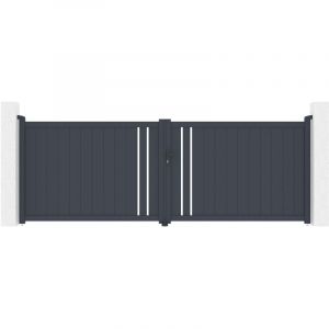 Casanoov - Portail battant 4m giona 400 x 140cm aluminium gris
