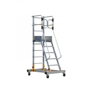 Escabeau roulant 4 marches - Hauteur max. de travail 3.00m - Portillon saloon - RD0012-1