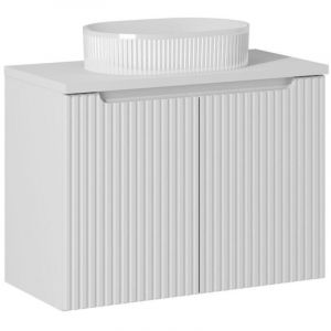 Ensemble Meuble Salle de Bain 2 portes + Vasque + Plateau Blanc L 80 x P 40 x H 59,5 cm - Astral Blanc - Livraison gratuite