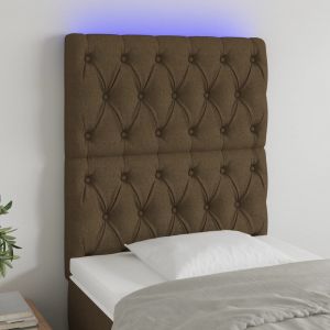 Image de VidaXL T&ecirc;te de lit &agrave; LED Marron fonc&eacute; 80x7x118/128 cm Tissu