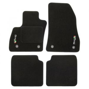Tapis de sol - Logo - Fiat 500L - Velours noir - 4 pièces - Ajustement précis