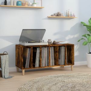 VidaXL Armoire à disques chêne fumé 100x38x48 cm bois d'ingénierie - Chêne fumé