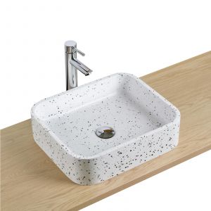 Vasque à poser rectangulaire en terrazzo blanc L45xP38cm MILA