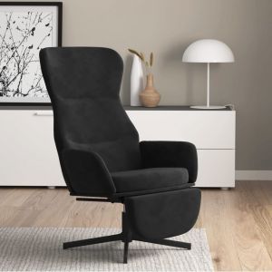 VidaXL Chaise de relaxation avec repose-pieds Noir Velours