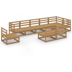 VidaXL Salon de jardin 9 pcs Marron miel Bois de pin massif