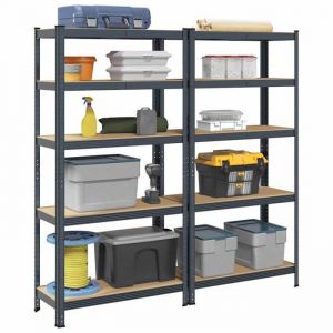 VidaXL Étagères de rangement 5 niveaux 2 pcs Anthracite Acier et bois étagère de garage étagère de rangement de garage 4016952