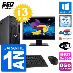 Fujitsu Esprimo P557 MT 27" Core i3 3.7 GHz - SSD 960 Go - 8 Go - Reconditionn&eacute;