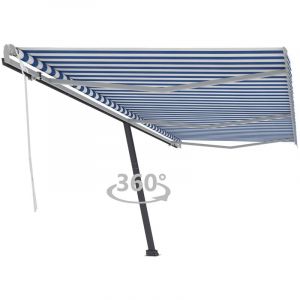 VidaXL Auvent Manuel R¿¿Tractable Sur Pied 600x300 Cm Bleu/Blanc