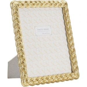 Cadre photo en r&eacute;sine dor&eacute;e tress&eacute;e 25x2x30 cm