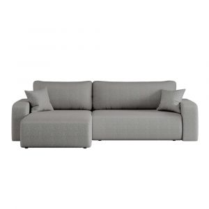 Canapé d'angle max réversible, convertible en tissu bouclette - Gris