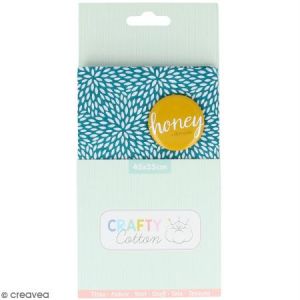 Artémio Coupon de tissu coton Crafty cotton - Pétales blanches - Fond Bleu pétrole - 45 x 55 cm Coupon de tissu Crafty cotton :