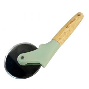 Fackelmann Ocean Coupe-pizza Lame très tranchante en acier inoxydable, prise en main confortable et efficace, manche en bois certifié FSC, 22 x 8,5 cm, couleur vert d'eau, 1 unité