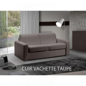 Image de Italian Spirit Canapé MASTER rapido matelas 18 cm sommier lattes RENATONISI XXL 180 cm cuir taupe clair