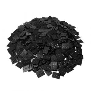 Lego Parts Tile, modifié 3 x 4 avec 4 goujons au centre - Série de collecteur de base pour figurine (PACK de 16 - Noir)