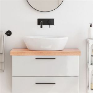 VidaXL Comptoir de Salle de Bain, Dessus d'Armoire avec Bord Vivant, Plan de Travail de Toilette, Marron Clair 80x30x(2-6) cm Bois Traité