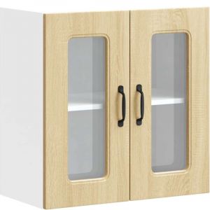 VidaXL Armoire Murale De Cuisine Et Porte En Verre Kalmar Ch&ecirc;ne Sonoma