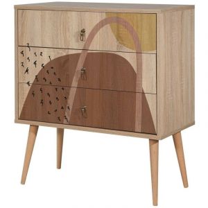 Commode Dparigin, Commode polyvalente, Commode de chambre, Meuble avec tiroirs, 80x40h89 cm, Multicolore - Dmora