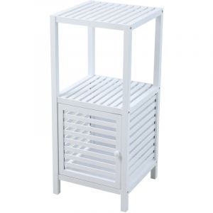 Svita - tagère de salle de bain s avec porte Armoire de salle de bain avec étagère indépendante Bambou blanc