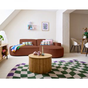 Spiaggia - canapé d'angle droit - forme arrondie - 4 places - en velours côtelé - Terracotta