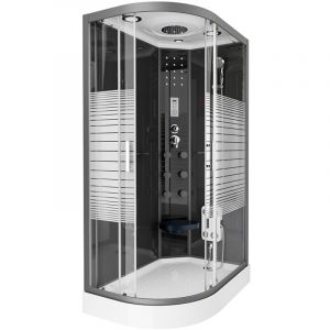 Cabine de douche black pearl avec douche &agrave; effet pluie Couleur : Noir, Taille : 120 x 80 cm Gauche - Home Deluxe