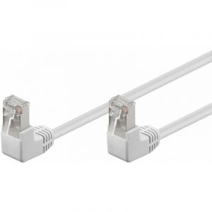 Goobay Câble patch CAT 5e 2x coudé à 90°, F/UTP, blanc 5 m