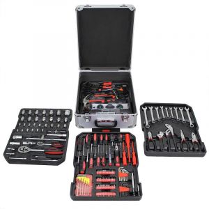 Leogreen Malette à Outils, Valise de Bricolage, Avec mallette en aluminium et poignée télescopique, 251 outils, Matériau: Acier au carbone