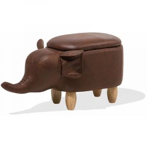 Beliani Tabouret enfant en simili-cuir marron foncé ELEPHANT