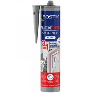Bostik Mastic Colle Flexpro MSP101 - Colle Jointe et Rebouche - Tous Mat&eacute;riaux - Multi-Usages - Int&eacute;rieur/Ext&eacute;rieur et Milieux Humides - Hautes Performances - Blanc - Cartouche 290ml