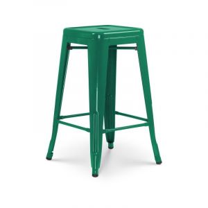 Kosmi Tabouret de bar style industriel vert sapin brillant - Hauteur 66 cm
