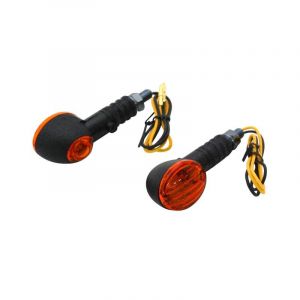 REPLAY Clignotants micro ovale noir/ambre avec témoin base courte