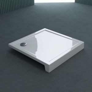 Receveur de douche bac à douche Sogood Faro01H acrylique plat blanc carré 90x90x14cm pour la salle de bain