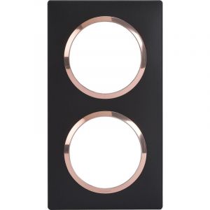 Legrand Plaque Carrée Dooxie 2 Postes Finition Noir Bague Cuivre