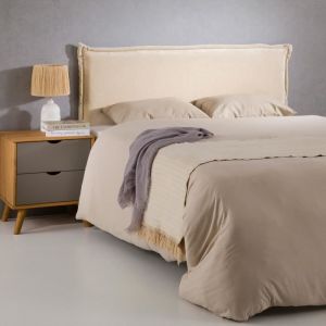 Idimex Tête de lit en tissu sur pieds en bois, blanc crème, 160 cm