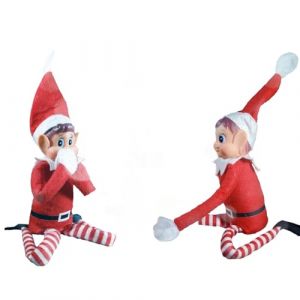 Lot de 2 Lutins Farceurs de Noël - 1 Lutin Garçon et 1 Lutin Fille en Peluche - Idéal pour Animations Blagues