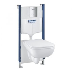 Grohe Pack Bâti support 5 en 1 - Blanc - 1.13 m - Céramique - Cuvette + abattant + plaque de commande + supports muraux
