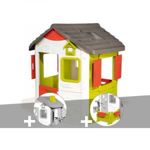 Image de Smoby Cabane enfant Neo Jura Lodge + Cheminée + Espace jardin