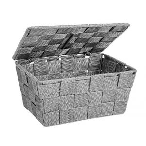 Wenko Panier avec couvercle, 19x14x10 cm, Salle de bain, Adria gris