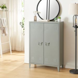 [en.casa] - Casier de bureau métallique Oripää à 2 portes 110 x 75 x 33 cm gris foncé