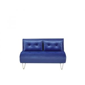 Beliani Banquette convertible 2 places en velours bleu marine VESTFOLD