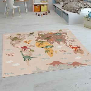 Paco Home Tapis Enfant, Tapis Chambre Jeu Gar&ccedil;on Fille Moderne Antid&eacute;rapant, Dimension:140x200 cm, Couleur:Beige 2